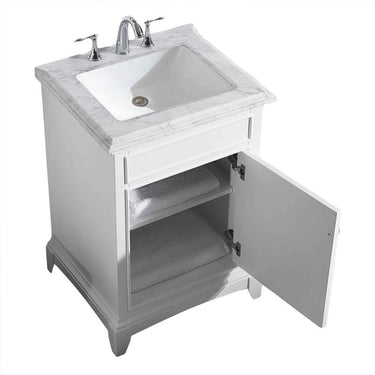 Eviva Elite Princeton 24″ Solid Wood Bathroom Vanity Set with Double OG White Carrera Marble Top Vanity Eviva